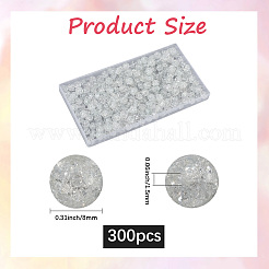 3連売りスプレー塗装クラックルガラスビーズ連売り  ラウンド  ツートン  透明  8mm  穴：1.3~1.6mm  約100個/連  31.4インチ&nbsp;DGLA-LT0001-03B