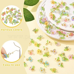 120色のフロストアクリルパーツ8個  真鍮パーツ  ミックスカラー  15mm  15個/カラー&nbsp;PALLOY-YW00102