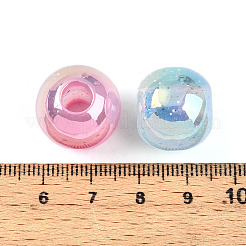 透明UVメッキアクリルビーズ  虹色の  ラウンド  グリッターパウダー付き  ミックスカラー  17.7x16.7mm  穴：6.6mm&nbsp;OACR-I015-36