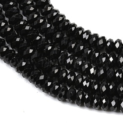 天然石ブラックスピネルビーズ連売り  多面カット  ロンデル  4.5x2~2.5mm  穴：0.6mm  約159個/連  15.16''（38.5センチメートル）&nbsp;G-B175-A02-2x4mm