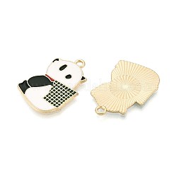 合金エナメルチャーム  パンダ  カドミウムフリー＆ニッケルフリー＆鉛フリー  ライトゴールド  ブラック  28x19x1.5mm  穴：1.8mm&nbsp;ENAM-N063-02B