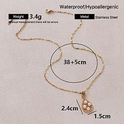 Vintage European 304 Stainless Steel & Imitation Pearl Teardrop Pendant Necklaces for Women&nbsp;NU2800
