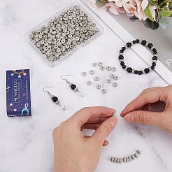3連売り手作りポリマークレイビーズ連売り  ジュエリー工芸用品のDIY用  フラットラウンド  濃いグレー  6~7x3mm  穴：1.5mm  約113~116個/連  15.55インチ〜16.14インチ（39.5~41cm）&nbsp;CLAY-SC0001-67B