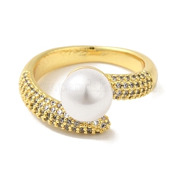 Rack Plating Brass Micro Pave Cubic Zirconia Cuff Rings&nbsp;RJEW-P110-01G