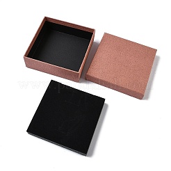 紙製のジュエリーディスプレイケース  リング、イヤリング、ネックレス、ブレスレットの収納用ジュエリーセットケース  スポンジで  正方形  ライトコーラル  11.2x11.3x3.9cm&nbsp;CON-G024-01F-01