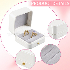 Square Imitation Leather Couple Ring Storage Boxes with Velvet Inside and Golden Findings&nbsp;CON-WH20005-23C