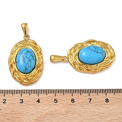 304 Stainless Steel with Synthetic Turquoise Pendants&nbsp;STAS-L309-21B-G