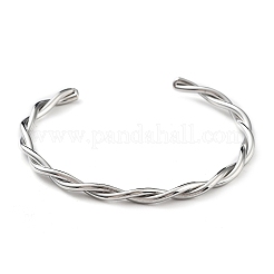 Non-Tarnish 304 Stainless Steel Twisted Rope Cuff Bangles for Women&nbsp;BJEW-P296-01P