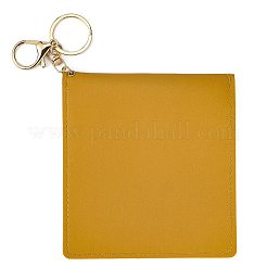 模造革ジュエリー収納袋  合金と鉄のキーチェーンクラスプ付き  ライトゴールド  長方形  ダークチソウ  13x12x0.35cmリング：30x2mm  留め金：35x24x5&nbsp;AJEW-WH0299-03LG-C