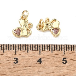 Brass Pave Cubic Zirconia Pendants&nbsp;KK-A291-24B-G