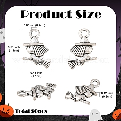 50Pcs Halloween Tibetan Style Alloy Witch Charms&nbsp;FIND-YW0010-74