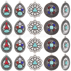 20Pcs 5 Styles Retro Alloy Pendants&nbsp;TIBEP-SC0003-58