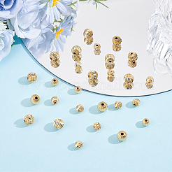 100Pcs 2 Styles Brass Grooved Beads&nbsp;KK-BBC0028-38