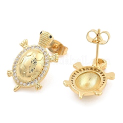 Brass Pave Clear Cubic Zirconia Stud Earrings&nbsp;EJEW-U005-04G