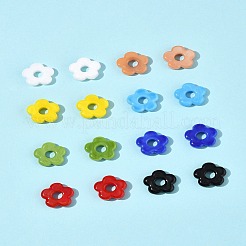 16個8色手作りランプワークビーズ  花  ミックスカラー  15~16x16x3.5~4.5mm  穴：4.5~5mm  2個/カラー&nbsp;LAMP-FS0001-27
