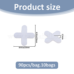 PEプラスチックシームツール床タイルクロスクリップ  磁器タイルパンチング用  クロス  ホワイト  23x23x2.5mm  約90個/袋&nbsp;FIND-WH0126-944B
