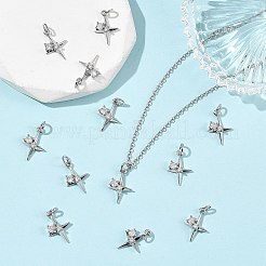 シェグレース 真鍮 マイクロパヴェ クリアキュービックジルコニア ペンダント  スターのチャーム  カドミウムフリーと鉛フリー＆ニッケルフリー  プラチナメッキ  16x11x3mm  穴：3mm&nbsp;XGRQ4N986-735P