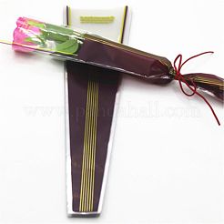 Oppプラスチックギフトバッグ  一輪花包装袋  フラワーブーケバッグ  縞模様  先生の日のために  暗赤色  45x4~13cm  50個/袋&nbsp;LS-ABAG-F003-03D