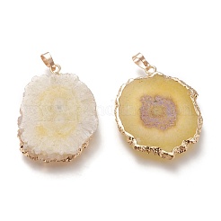 Dyed Natural Druzy Solar Quartz Crystal Pendants&nbsp;G-F693-01E-G