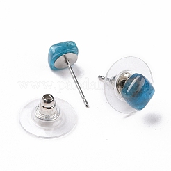天然アパタイトイヤースタッド  304ステンレススチール製イヤリング  15.5x6x6mm  ピン：0.6mm&nbsp;EJEW-K091-01P-02