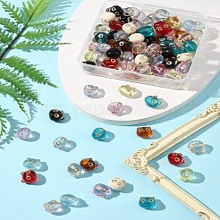 110個11色透明アクリルビーズ  猫  ゴールドライン入り  ミックスカラー  12.5x13x11mm  穴：1.8mm  10個/カラー&nbsp;MACR-FS0002-07