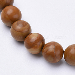 天然ピクチャージャスパービーズのストレッチブレスレット  ラウンド  1-3/4インチ〜2-1/8インチ（48~54mm）&nbsp;BJEW-S128-14
