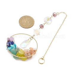 Chakra Gemstone Chips Pendant Decoration&nbsp;HJEW-TA00037