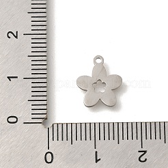 304ステンレススチールチャーム  レーザー切断  花のチャーム  ステンレス鋼色  11.5x10x1mm  穴：1.2mm&nbsp;STAS-S144-03P