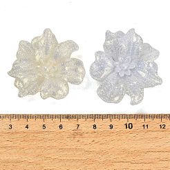 オペーク樹脂カボション  カメリア  グリッターパウダー付き  ミックスカラー  46x46x11mm&nbsp;RE-CBA93EE-02