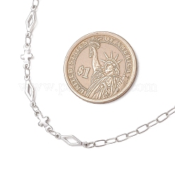 304 Stainless Steel Rhombus Cross Link Chain Necklaces&nbsp;NJEW-JN05939