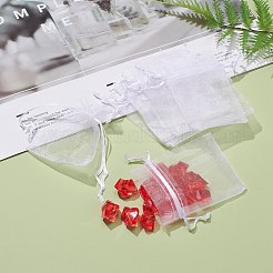ドローストリング付きオーガンジーギフトバッグ  結婚披露宴クリスマスの好意ギフトバッグ  ポプリ用オーガンジーポーチ  ホワイト  9x7cm&nbsp;X-OP-R016-7x9cm-04