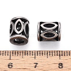 304ステンレス鋼のヨーロッパスタイルの大きな穴のビーズ  馬の目の柱  アンティークシルバー  9.5x8mm  穴：4mm&nbsp;STAS-T072-113AS