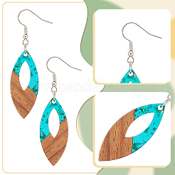 6 Pair 6 Color Resin & Wood Dangle Earrings with Iron Pins&nbsp;EJEW-AB00031