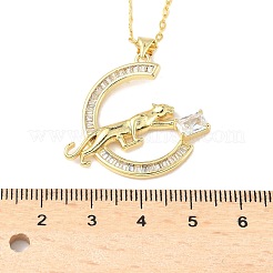 女性用真鍮マイクロパヴェクリアキュービックジルコニアペンダントネックレス  18KGP本金メッキ  ヒョウ  17.80インチ（45.2cm）&nbsp;NJEW-S449-01B-G