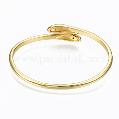 Brass Micro Pave Cubic Zirconia Cuff Bangles&nbsp;BJEW-T018-07G-NF