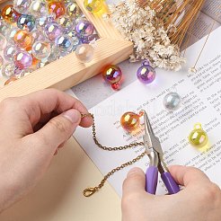 100Pcs 10 Colors UV Plating Rainbow Iridescent Transparent Acrylic Pendants&nbsp;PACR-CJ0001-31