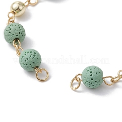 Dyed Natural Lava Rock Round Beaded Chain Bracelet Making&nbsp;AJEW-JB01206-05