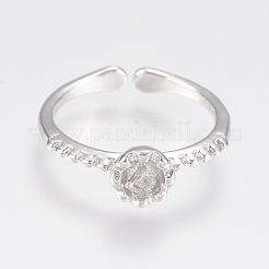 Adjustable Brass Cuff Rings&nbsp;ZIRC-F076-06P