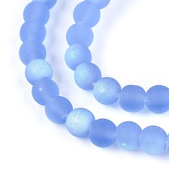 Frosted Transparent Glass Beads Strands&nbsp;GLAA-T032-T4mm-MBB04