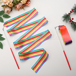 2Pcs 2 Style Polycotton Dance Ribbons with Wand&nbsp;AJEW-CN0001-71
