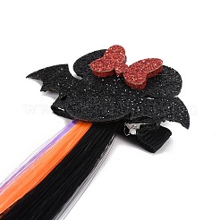 ハロウィンフェルトバットとヘアピースヘアアクセサリー  鉄のワニのヘアクリップ付き  ブラック  400x55x4mm&nbsp;PHAR-B088-01