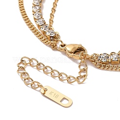 Crystal Rhinestone Heart & Word Love You Padlock Charms Triple Layer Necklace&nbsp;NJEW-C036-07G