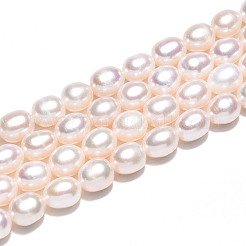 天然養殖淡水パールビーズ連売り  ライス  乳白色  7~7.5x6~6.5mm  穴：0.5mm  約49~50個/連  14.17~14.37''（36~36.5センチメートル）&nbsp;PEAR-N012-06Z