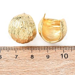 テクスチャ加工された丸い真鍮のスタッドピアス  18KGP本金メッキ  18.5x18mm&nbsp;EJEW-D346-09G