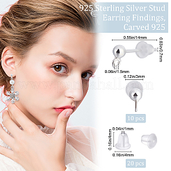 10Pcs 925 Sterling Silver Stud Earring Findings&nbsp;STER-BBC0001-51