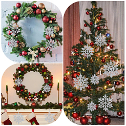 36Pcs Glitter Christmas Snowflake Plastic Hanging Ornaments&nbsp;HJEW-GF0001-64A