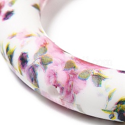 食品グレードの環境に優しいシリコンペンダント  バラ模様のリング  ホワイト  65x10mm  穴：4mm&nbsp;SIL-M001-01C