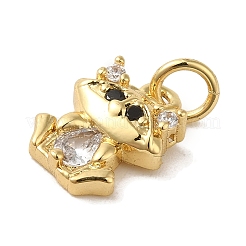 Brass Micro Pave Clear Cubic Zirconia Pendants&nbsp;KK-R162-015B-G