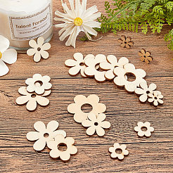 ウッドカボション  レーザーカットウッドシェイプ  花  パパイヤホイップ  18~39x2.7mm&nbsp;WOOD-O004-03