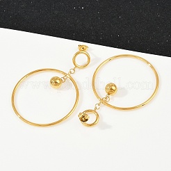304 Stainless Steel Ring Dangle Stud Earrings&nbsp;X-EJEW-K268-34G